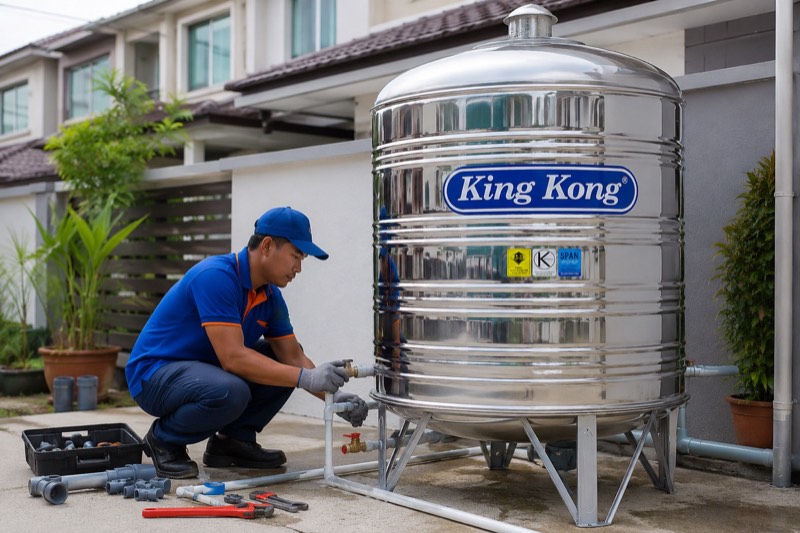 Tukang paip pasang tangki air pelanggan — servis upah pemasangan sahaja